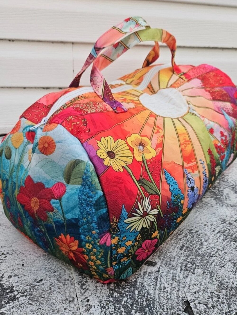 Fashion Duffle Bag Fabric Floral Print Color Ful Sun Flowers Sunny Bag - Picture 4 of 11